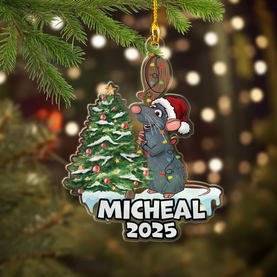 Custom Mouse Chef Christmas Ornament, Disney Ratatouille Christmas Tree Decor