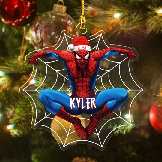 Personalized Spider-Man Christmas Ornament, Superhero Christmas Ornament Tree Decor