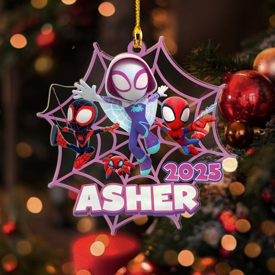 Personalized Spider Character Christmas Ornament, Superhero Spider Team Customized 2025