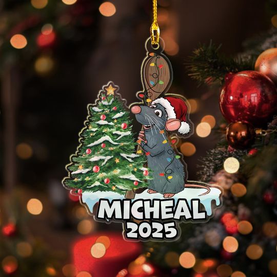 Custom Mouse Chef Christmas Ornament, Disney Ratatouille Christmas Tree Decor