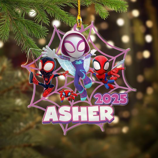 Personalized Spider Character Christmas Ornament, Superhero Spider Team Customized 2025