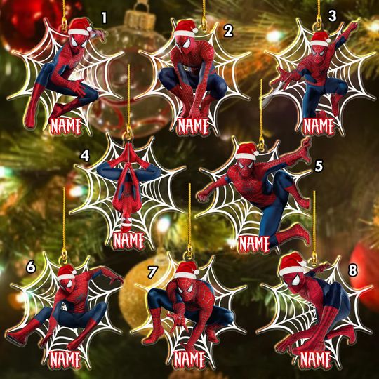 Personalized Spiderman Christmas Ornament, Custom Spidey Ornament Hanging