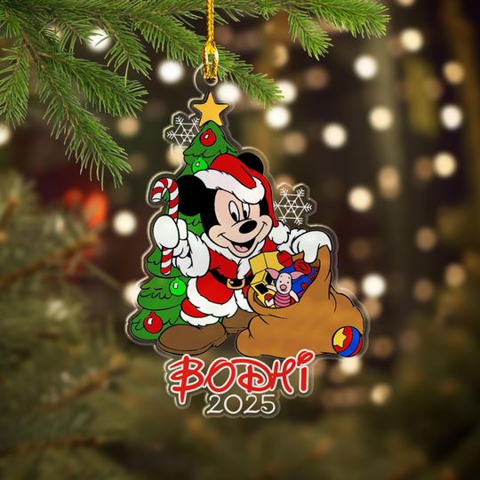 Personalized Mickey Mouse Christmas Tree Ornament