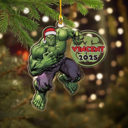 Personalized Hulk Christmas Ornament, Customized Hulk 2025 Christmas Tree Decor