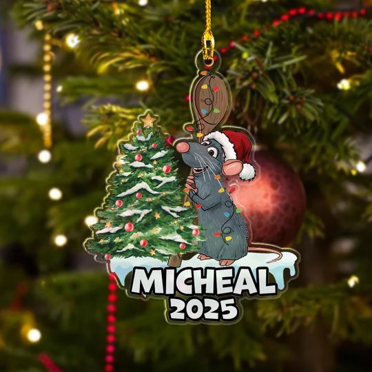 Custom Mouse Chef Christmas Ornament, Disney Ratatouille Christmas Tree Decor
