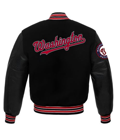 Washington Nationals Black Body Black Sleeves Jacket Team Varsity Jackets