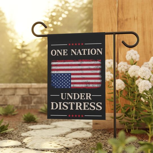 One Nation Under Distress Garden Flag