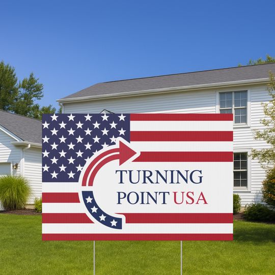 Charlie Kirk American Yard Sign, Turning Point USA Lawn Sign, RIP Charlie Kirk Flag, Pray for Charlie Kirk Flag, Republican Decor Banner