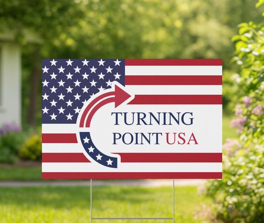Charlie Kirk American Yard Sign, Turning Point USA Lawn Sign, RIP Charlie Kirk Flag, Pray for Charlie Kirk Flag, Republican Decor Banner