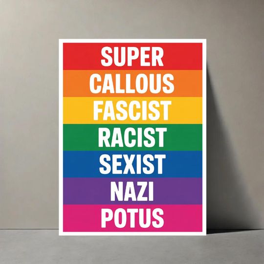 Super Callous Fascist Racist Protest Sign: Anti-Trump No Kings Art