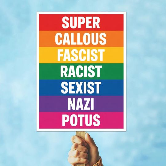 Super Callous Fascist Racist Protest Sign: Anti-Trump No Kings Art