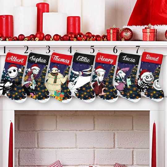 Ghost Horror Xmas Stocking, The Nightmare Before Christmas Stockings, Christmas Socks Home Decoration, Custom Name Stockings