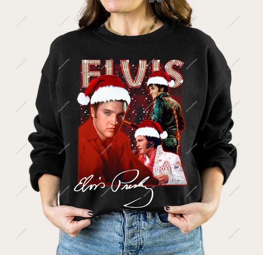 Elvis Presley Christmas Sweatshirt, Vintage Elvis Presley Sweatshirt