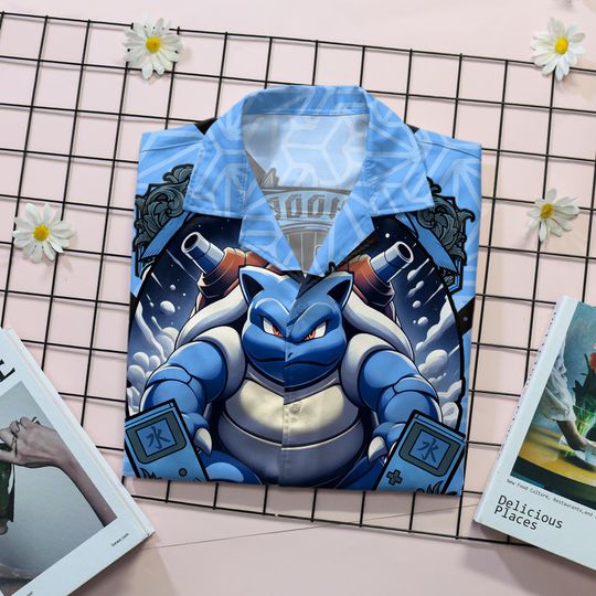 Blastoise Hawaiian Shirt, Water Style Summer Set, Squirtle Summer Outfit