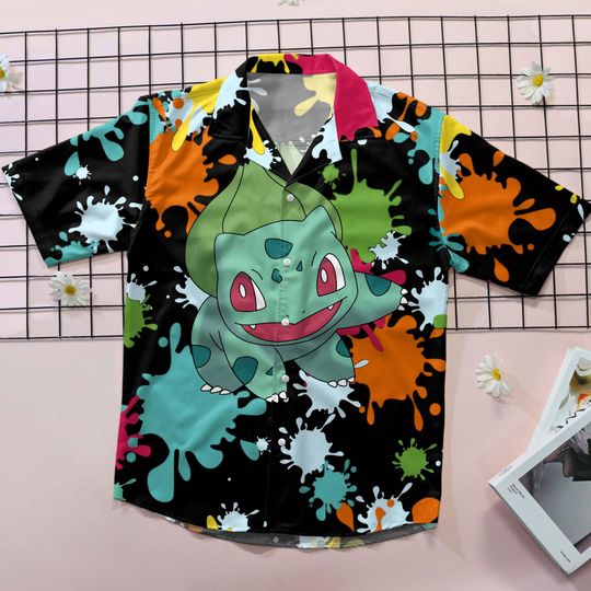 Bulbasaur Hawaiian Shirt Tropical Button Up Shirt Summer Beach Shorts