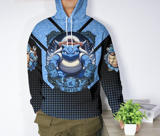 Blastoise Hoodie Shirt, Squirtle Evolution Pullover, Kawaii Graphic Hoodie