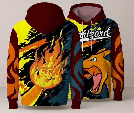 Charizard 3D Graphic Hoodie Unisex Fire Dragon