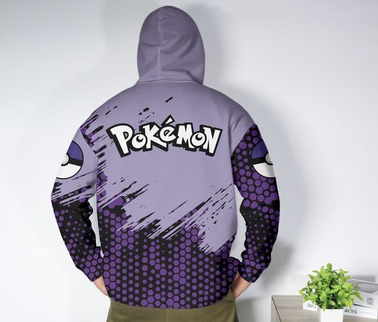 Gengar Hoodie, Cute Ghost Type Sweatshirt, Kawaii Anime Pullover, Funny Gengar Shirt