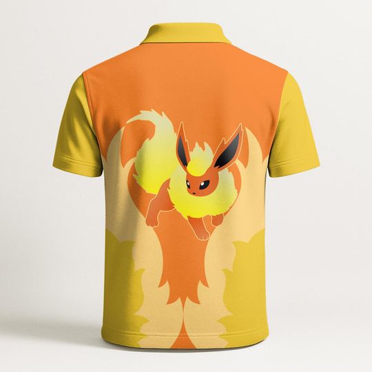 Flareon Polo Shirt - Eevee Evolution, Kawaii Fire Design