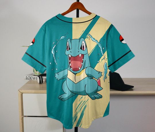 Chompy Baseball Jersey, Funny Shirt, Cute Chompy Button Up Summer Shirt, Anime Baseball Shirt Gift