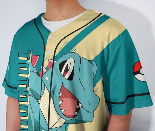 Chompy Baseball Jersey, Funny Shirt, Cute Chompy Button Up Summer Shirt, Anime Baseball Shirt Gift