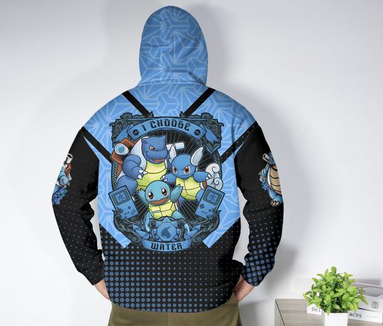 Blastoise Hoodie Shirt, Squirtle Evolution Pullover, Kawaii Graphic Hoodie