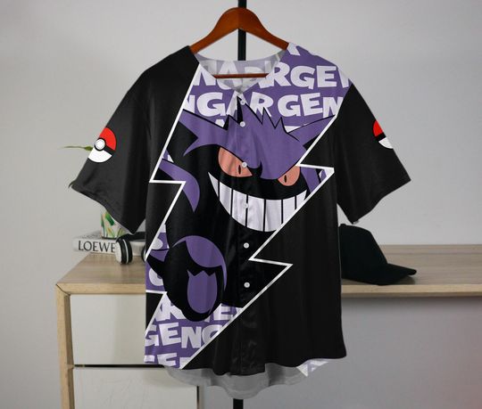 Gengar Baseball Jersey Adult Unisex Button-Up Cute Gengar Gift