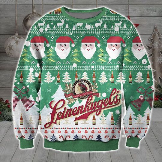 3D Leinenkugels Beer Green Ugly Sweater Christmas