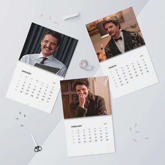 Pedro Pascal 2026 Calendar, Celebrity Crush Monthly Planner, Funny Wall Calendar Gift for Fans, Pop Culture Home Decor, Holiday Gift Idea