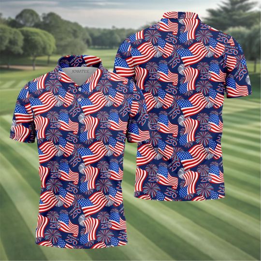 America 250 Polo Shirt Men, USA 250th Anniversary Golf Polo, Patriotic American Flag Shirt, Independence Day 2026 Shirt, 4th of July Polo