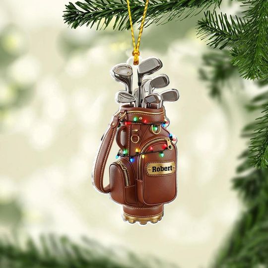Custom Name Golf Backpacks Christmas Personalized Ornament, Christmas Tree Hanging Decor,Flat 2D Acrylic Ornament
