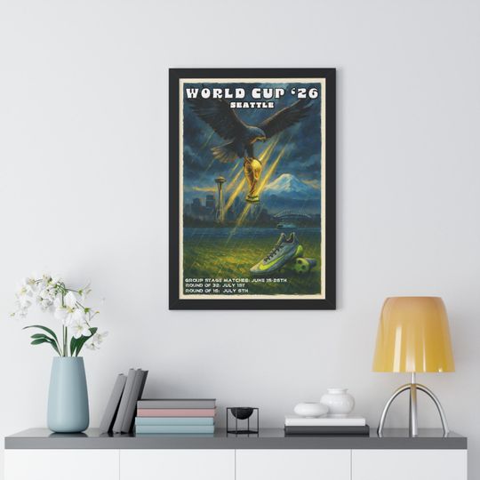 Seattle World Cup Framed Print: 2026 Soccer Skyline Art