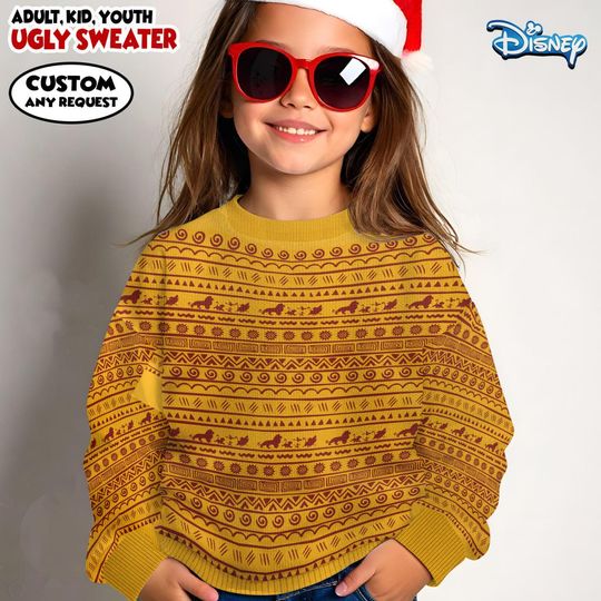Lion King Ugly Sweater, Xmas Holiday Sweatshirt, Christmas Gift for Men Women Kid