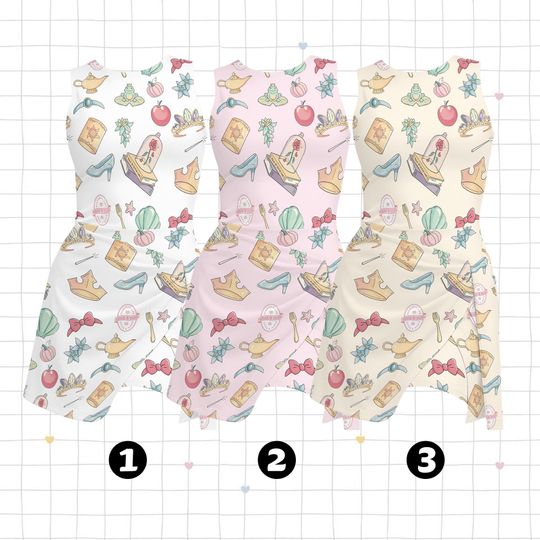 Disney Princess Icons Skirt Dress, Magic Kingdom Tennis Dress, Princess Bound Women Outfit, Fairy Tale Summer Activewear, Disney Park Dress