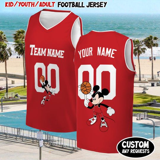 Personalized Mickey Basketball Jersey, Custom Jersey Shirt, Disney Basketball Team Jersey