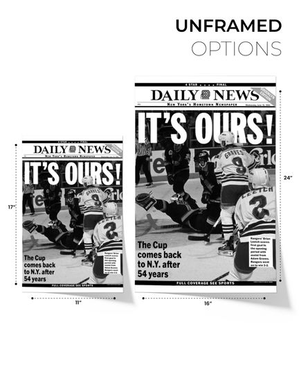 1994 New York Rangers ITS OURS! Special Edition Front Page UNFRAMED Poster