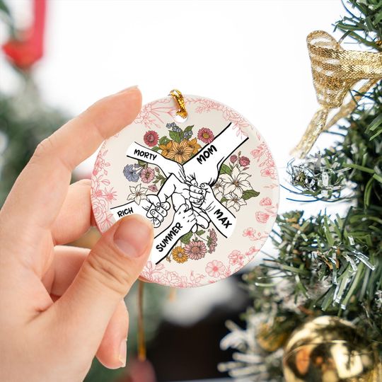 Personalized Hand Holding Mom Ornament, Mama Christmas Gift, Mom with Kids