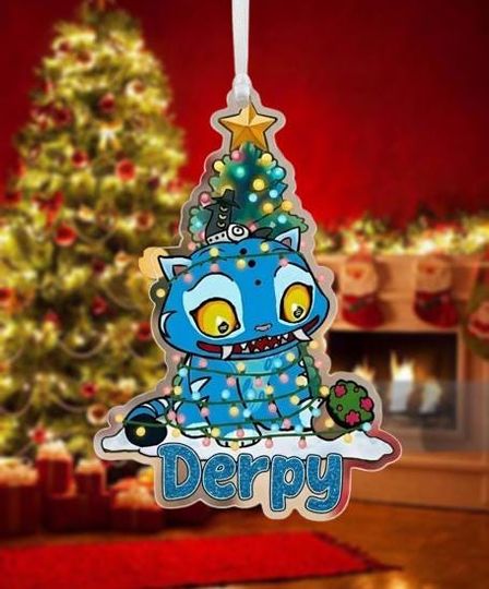 Derpy Blue Tiger Ornament, Derpy Tiger Ornament, K-Pop Huntrix Demon Hunter