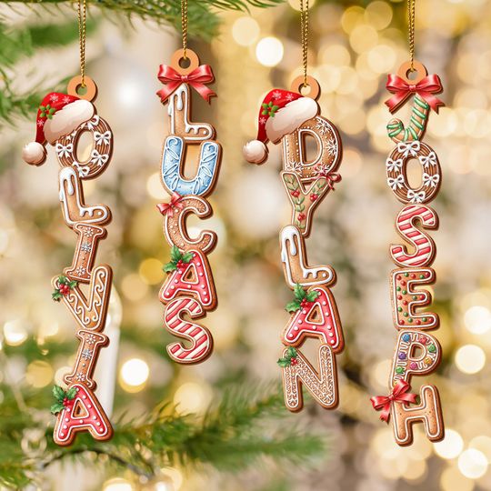 Custom Gingerbread Name Ornament - Acrylic Christmas Tree Decor