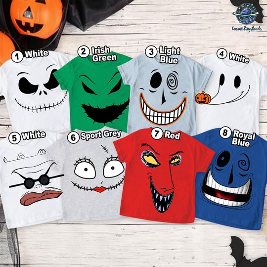 Nightmare Before Christmas Shirts Jack Sally Oogie Boogie Costume Face Shirts, Halloween Costume T-shirt, Nightmare Christmas Matching Shirt