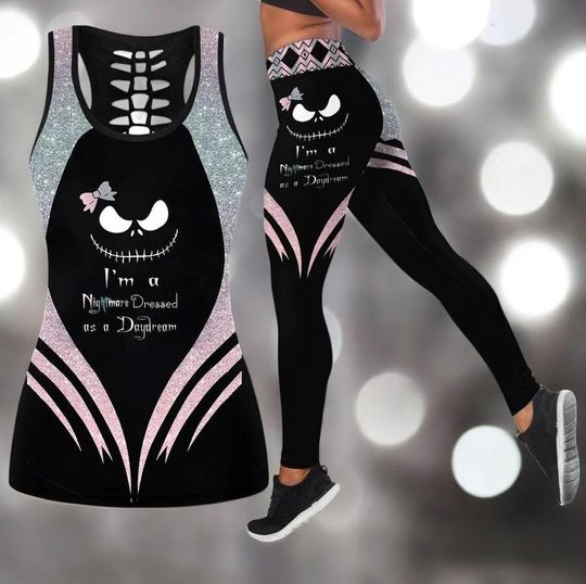 Nightmare Daydream Hollow Tank Top Or High Waist Leggings/ Nightmare Daydream Gym Set  Spooky Chic Activewear