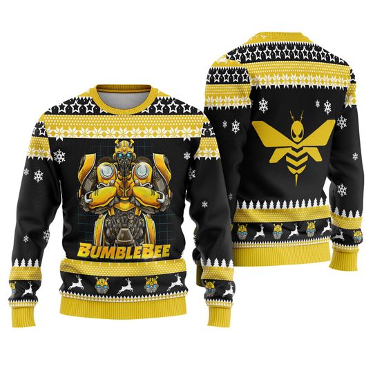 Transformers Ugly Christmas Sweatshirt, Optimus Prime Bumblebee Ugly Sweater