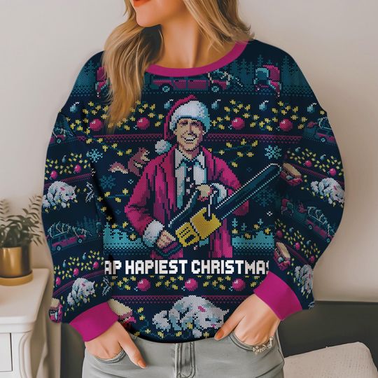 Hap, Hap, Happiest Christmas Ugly Sweater, Griswold Christmas Party 2025 Sweater