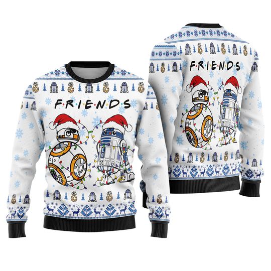 R2-D2 And BB-8 Friends Ugly Christmas Sweater, Droids Ugly Sweater