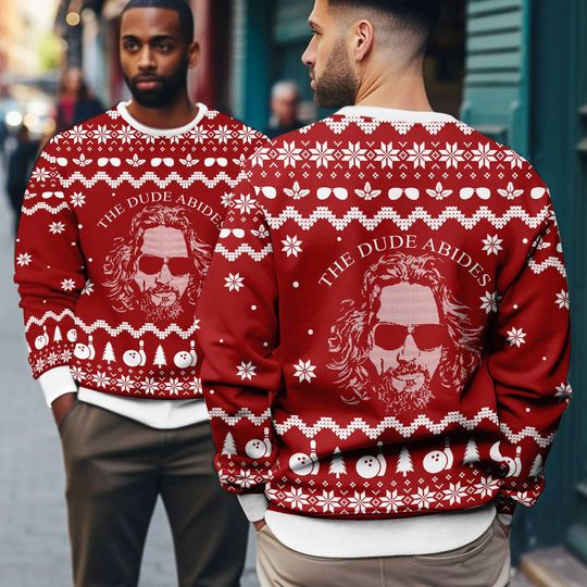 The Big Lebowski The Dude Abides Ugly Christmas Sweater