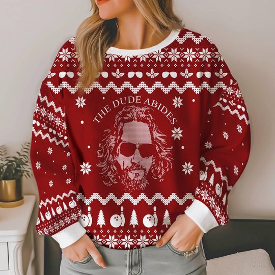 The Big Lebowski The Dude Abides Ugly Christmas Sweater