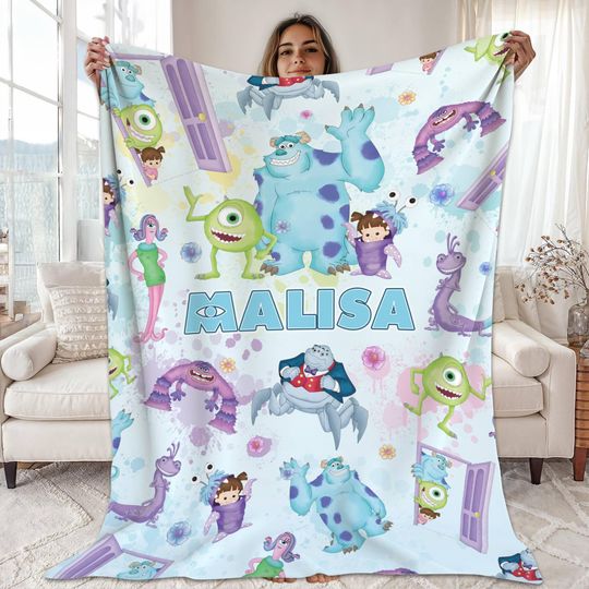 Personalized Watercolor Disneyland Monsters Inc Blanket