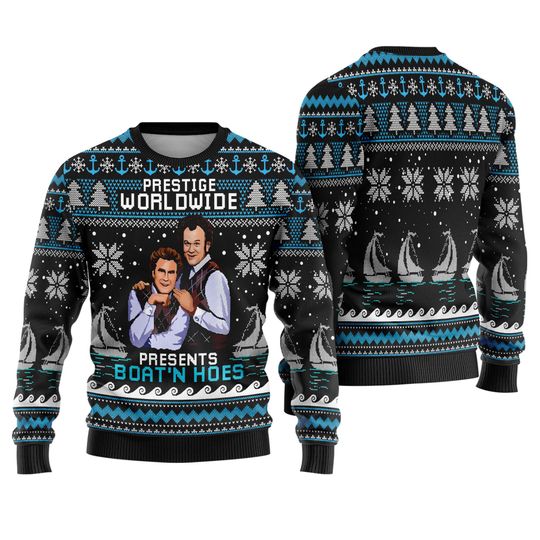 Step Brothers Presents Boats N Hoes Ugly Christmas Sweater