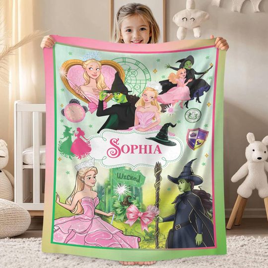 Custom Name Wicked For Good Blanket Elphaba And Glinda Blanket