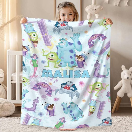 Personalized Watercolor Disneyland Monsters Inc Blanket